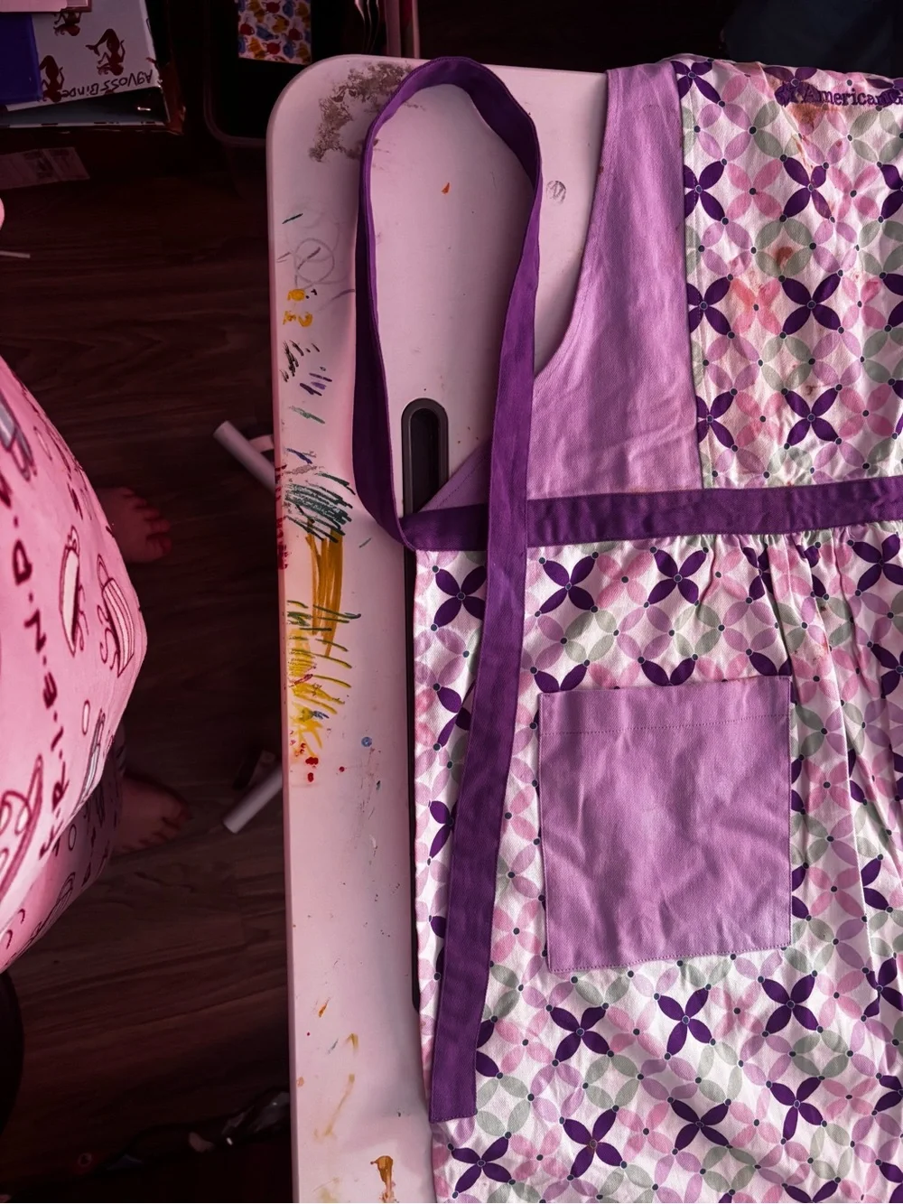 American Girl Pink and Purple Patterned Adult Apron